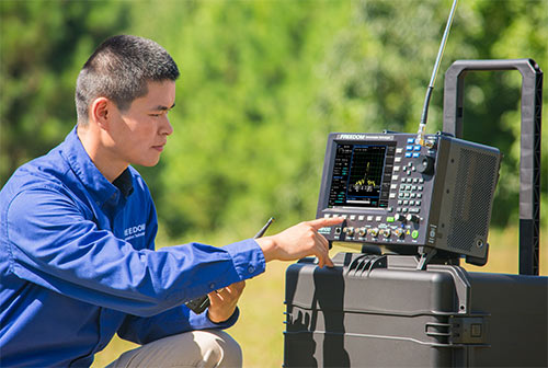 Freedom R8100 Communications System Analyzer in the field